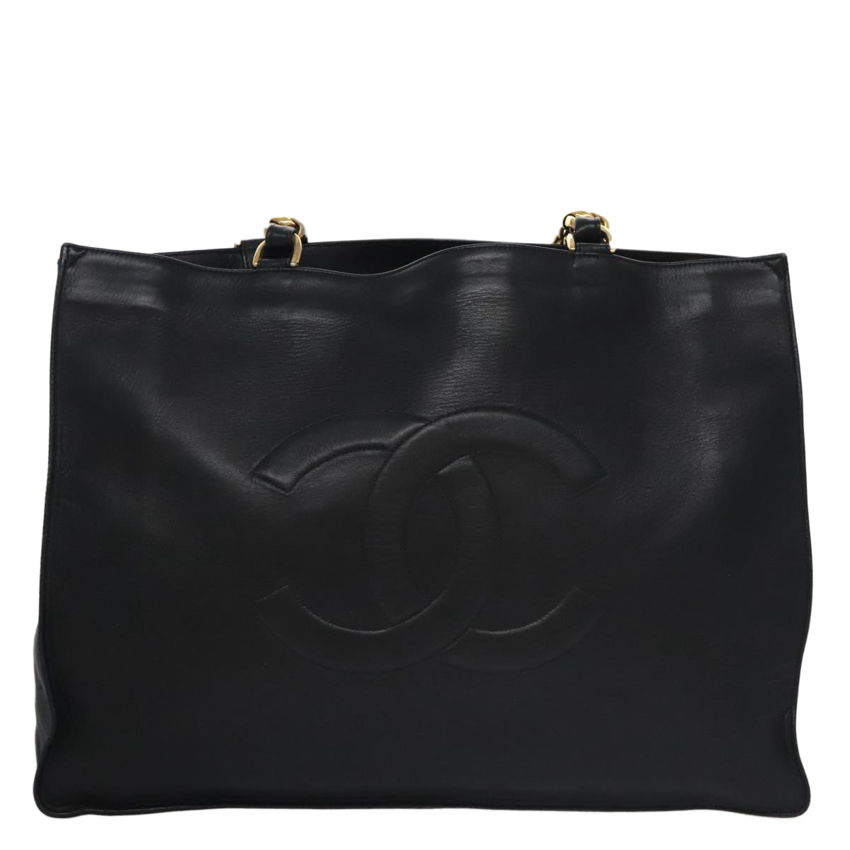 Chanel Cc Black Leather Tote Bag (Pre-Owned)
