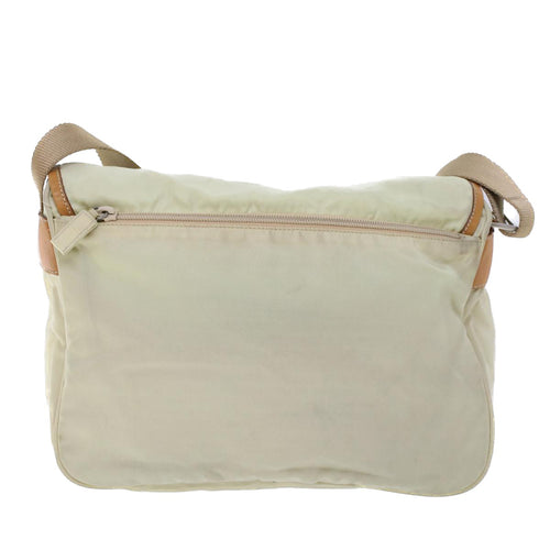 Prada Tessuto Ecru Synthetic Shoulder Bag (Pre-Owned)