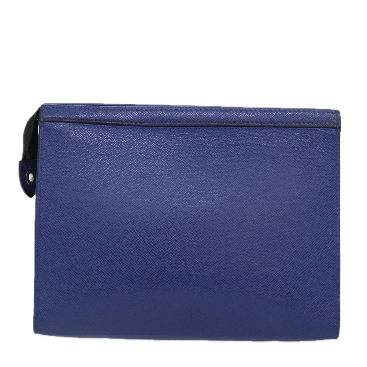 Louis Vuitton Pochette Voyage Blue Leather Clutch Bag (Pre-Owned)