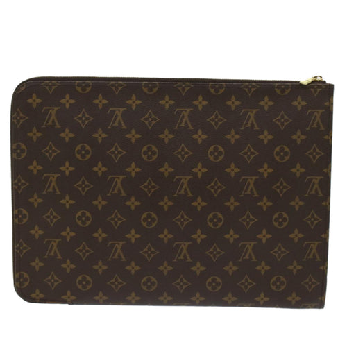 Louis Vuitton Poche Document Brown Canvas Clutch Bag (Pre-Owned)