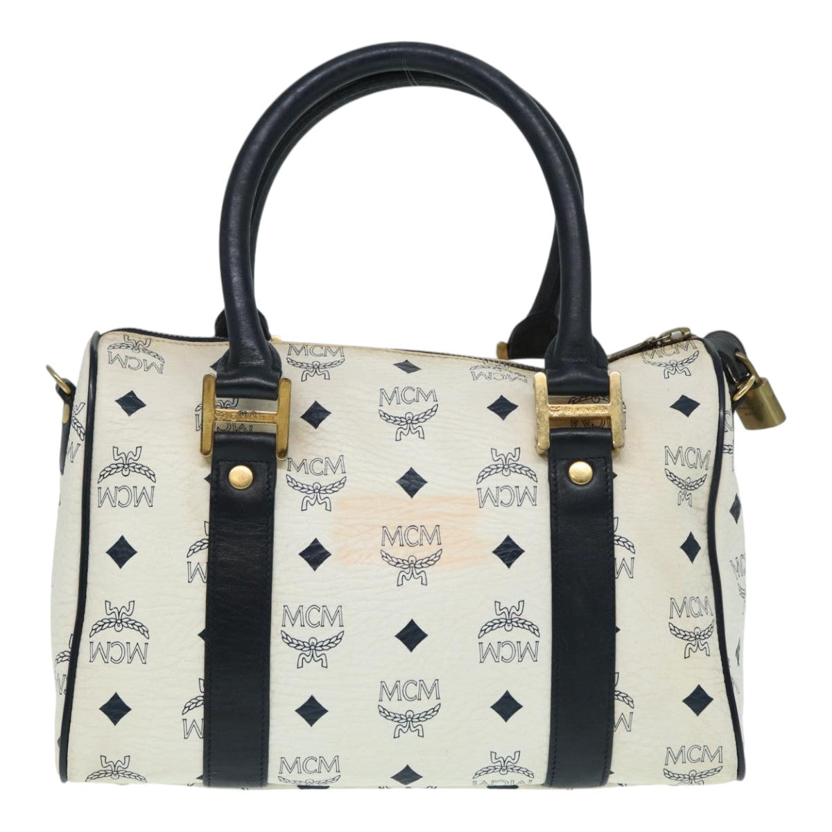 MCM Visetos White Leather Handbag (Pre-Owned)