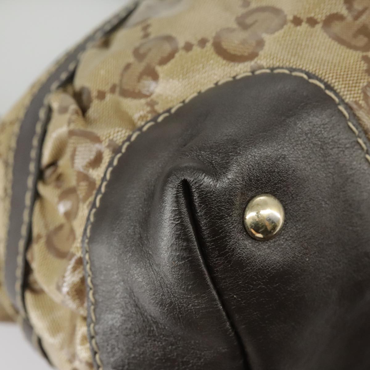 Gucci Gg Crystal Beige Canvas Handbag (Pre-Owned)