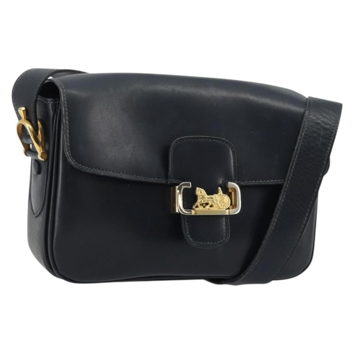 Celine Horse Carriage Leather Black Leather Shoulder Bag Bag (Pre-Owned)