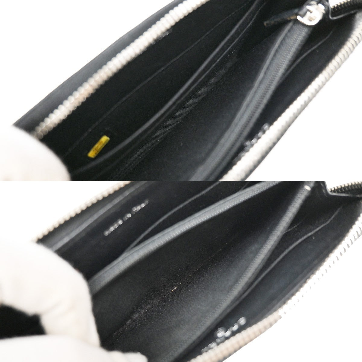 Chanel Cc Charm Zip Around Quilted Lambskin Black Leather Wallets Accessory (Pre-Owned)