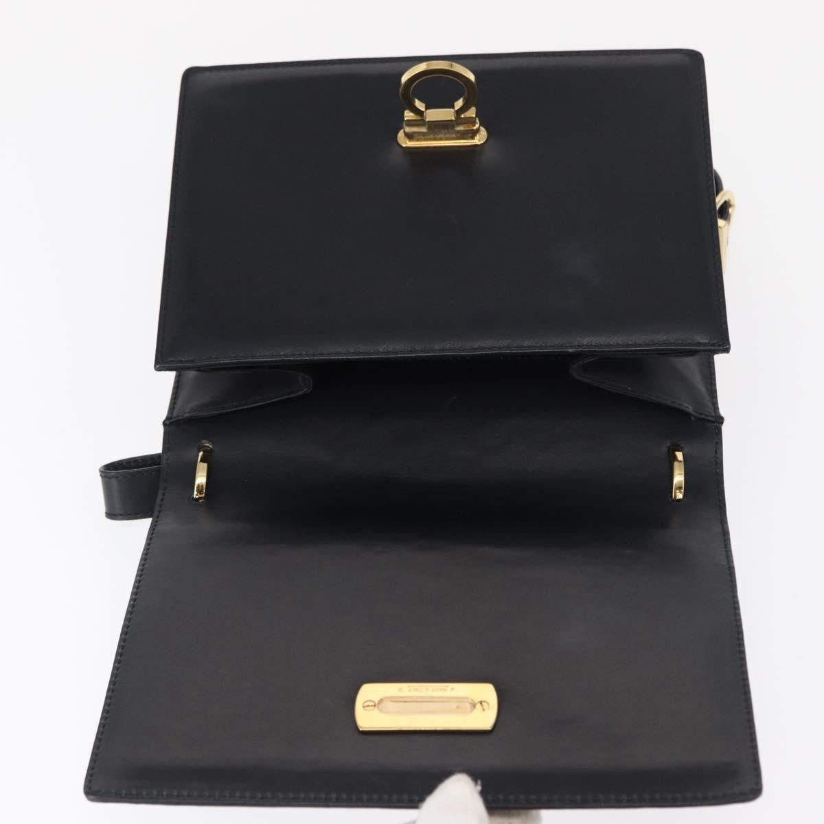 Salvatore Ferragamo Gancini Leather Navy Leather Shoulder Bag Bag (Pre-Owned)