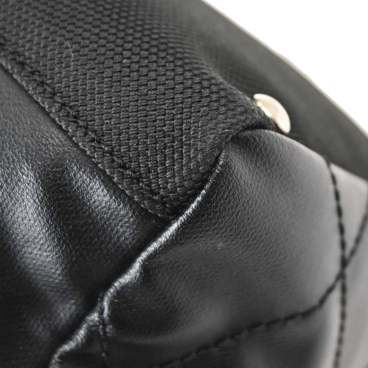 Chanel Biarritz Tote Quilted Coated Canvas Black Canvas Tote Bag Bag (Pre-Owned)