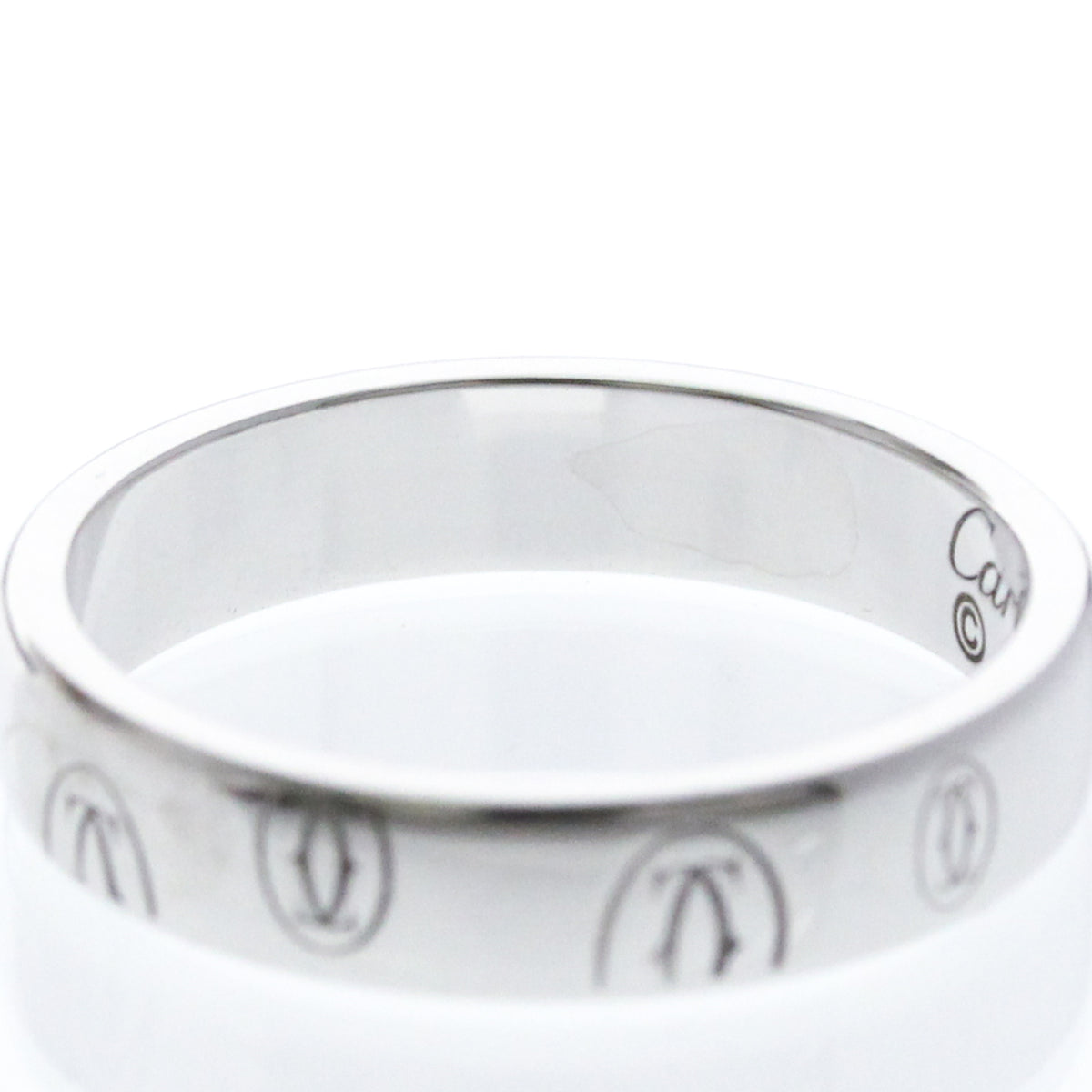 Cartier C De Cartier Happy Birthday Band 18K White Gold Silver White_Gold Ring Jewelry (Pre-Owned)