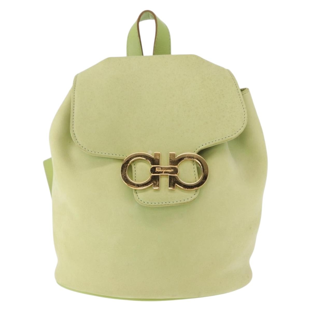 Salvatore Ferragamo Gancini Suede Green Suede Backpack Bag (Pre-Owned)
