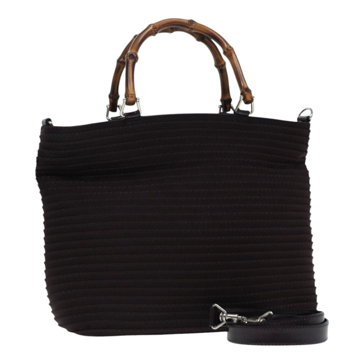 Gucci Bamboo Black Canvas Shoulder Bag (Pre-Owned)