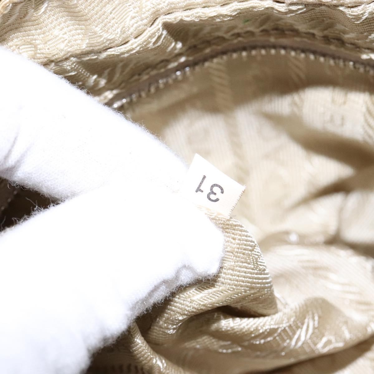 Prada Bauletto Canvas With Leather Beige Canvas Bag (Pre-Owned)
