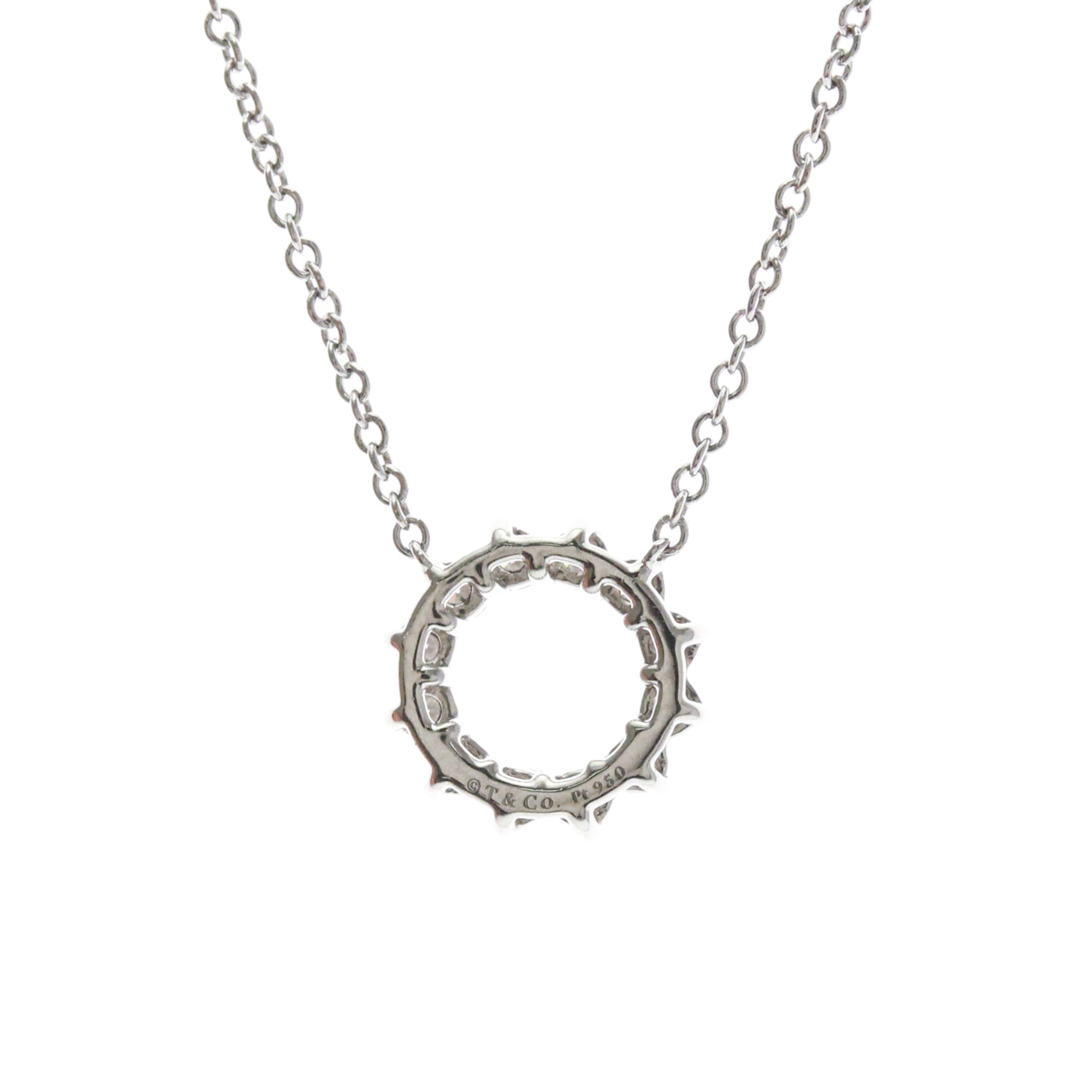 Tiffany & Co. Open Circle Pendant Platinum With Diamonds Silver Platinum Necklace Jewelry (Pre-Owned)