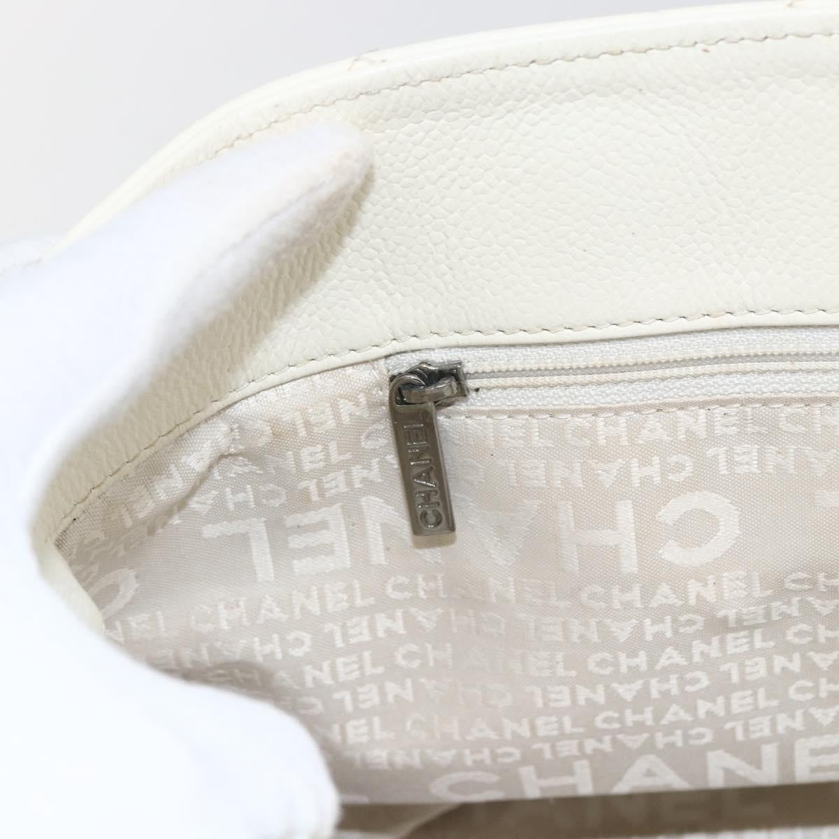 Chanel Square Stitch Quilted Leather White Leather Tote Bag Bag (Pre-Owned)