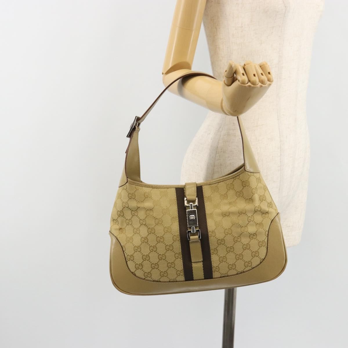 Gucci Web Jackie O Hobo Gg Canvas Beige Canvas Shoulder Bag Bag (Pre-Owned)