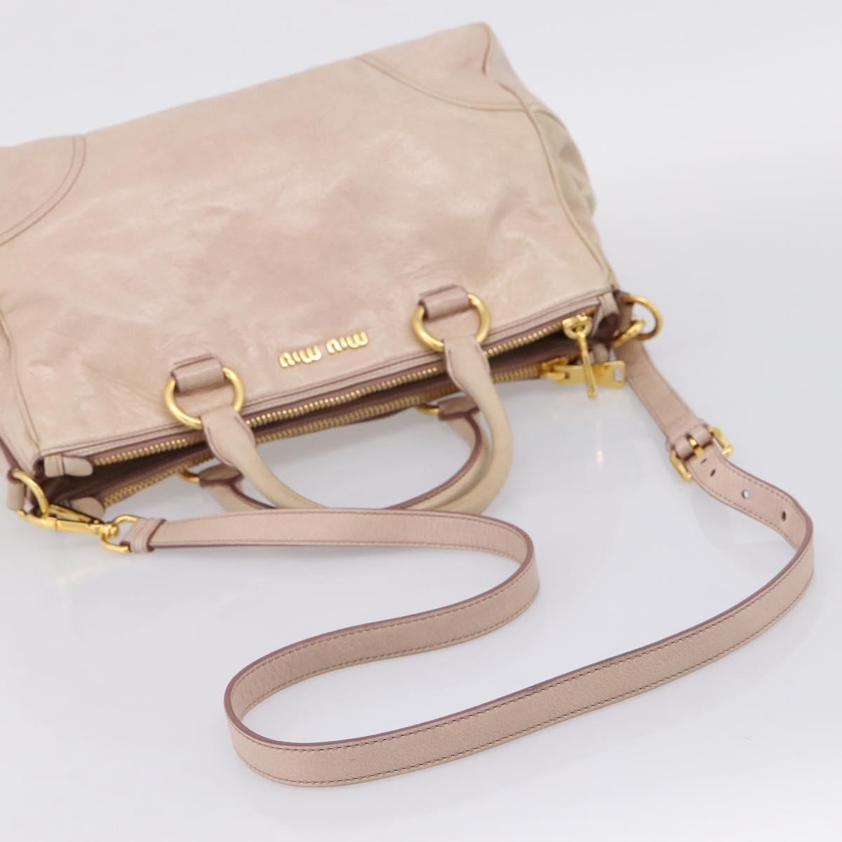 Miu Miu Vitello Lux Ring Satchel Leather Pink Leather Handbag (Pre-Owned)