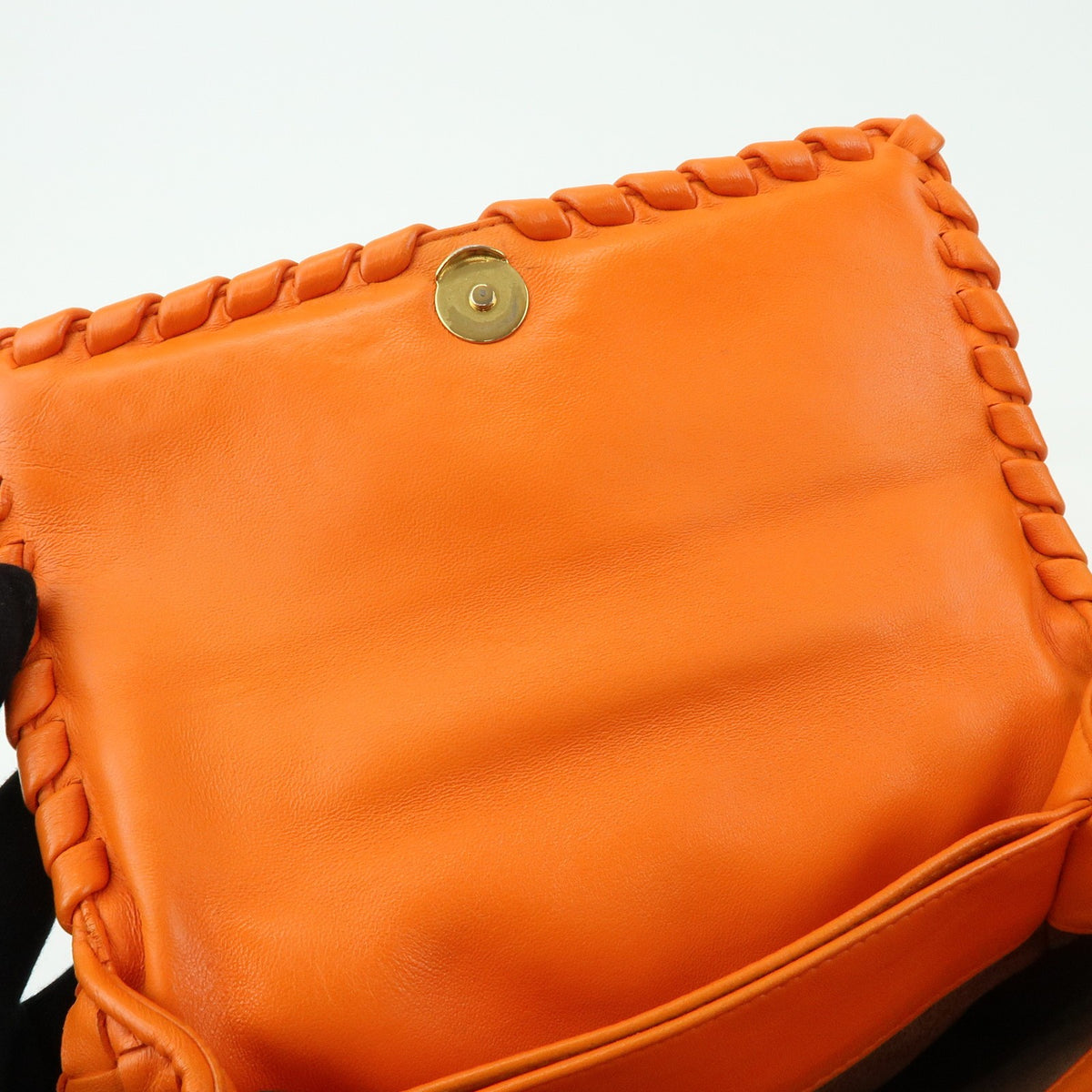 Bottega Veneta Olimpia Intrecciato Nappa Orange Leather Crossbody Bag Bag (Pre-Owned)