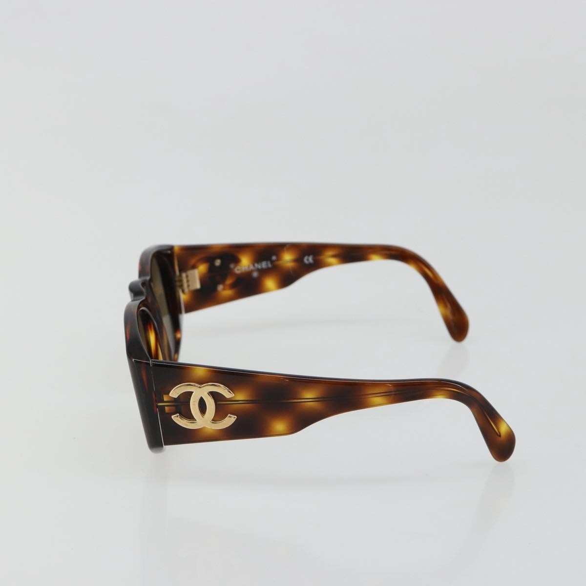 Chanel Coco Mark Barette Gold Plated Brown Plastic Sunglasse Accessory (Pre-Owned)