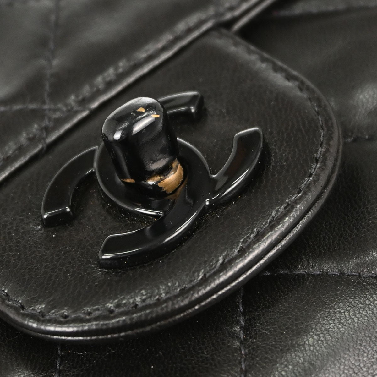 Chanel So Black Classic Single Flap Quilted Lambskin Black Leather Handbag (Pre-Owned)