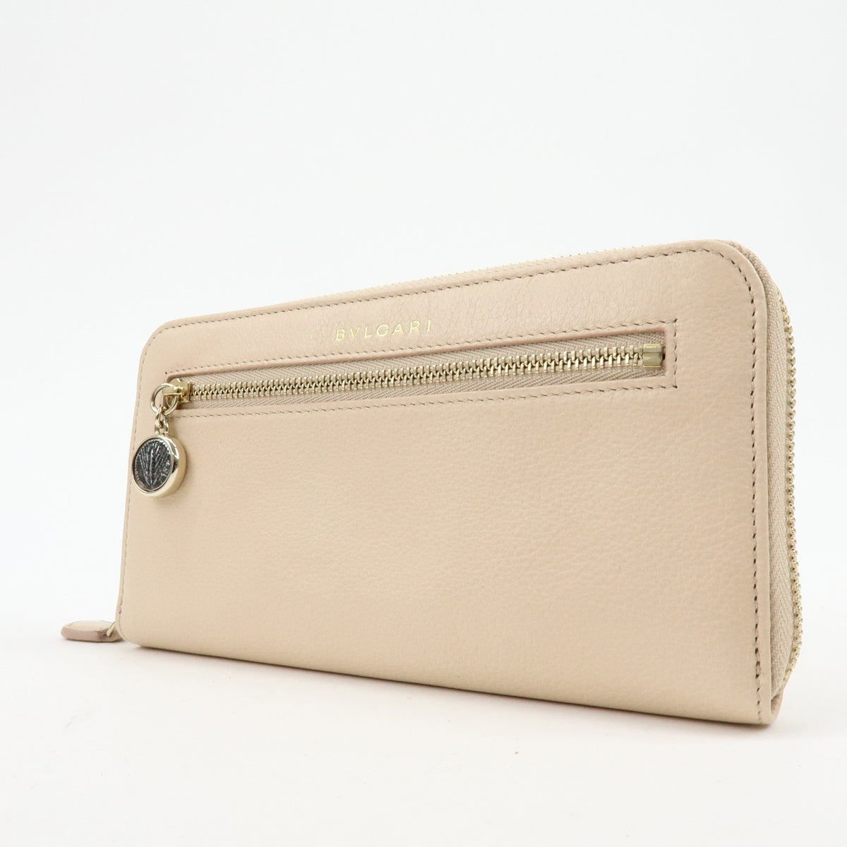 Bvlgari Serpenti Forever Zip Around Leather Beige Leather Wallets Accessory (Pre-Owned)