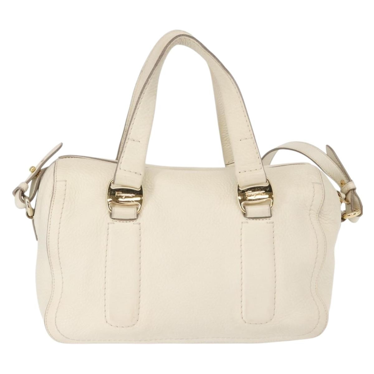 Salvatore Ferragamo Vala Leather White Leather Handbag (Pre-Owned)