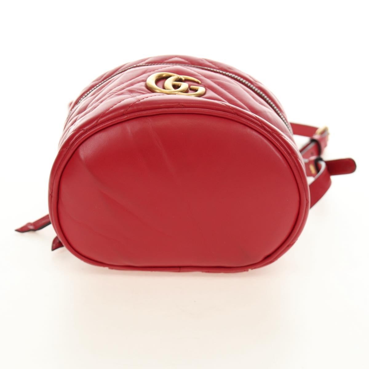 Gucci Gg Marmont Vanity Matelasse Leather Red Leather Backpack Bag (Pre-Owned)