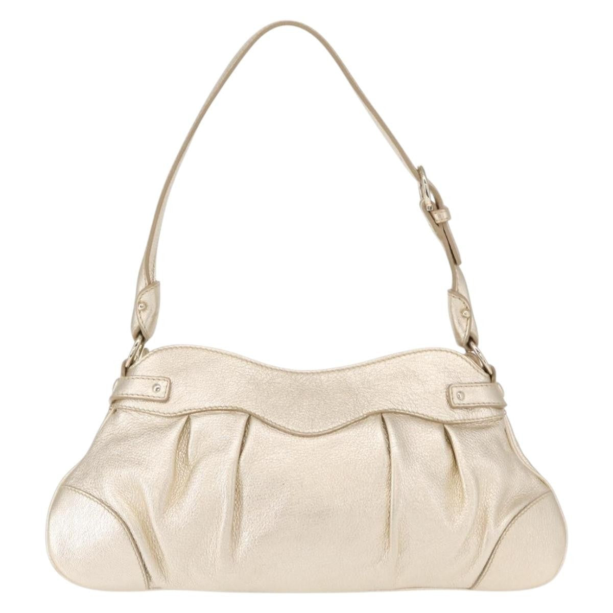 Salvatore Ferragamo Gancini Leather Gold Leather Shoulder Bag Bag (Pre-Owned)