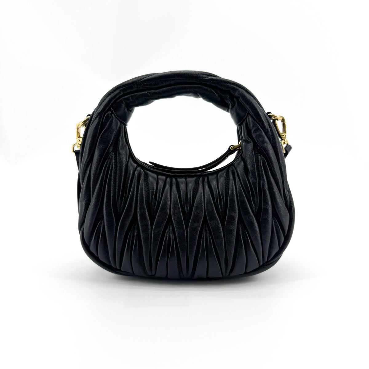 Miu Miu Wander Hobo Matelasse Leather Black Leather Shoulder Bag Bag (Pre-Owned)