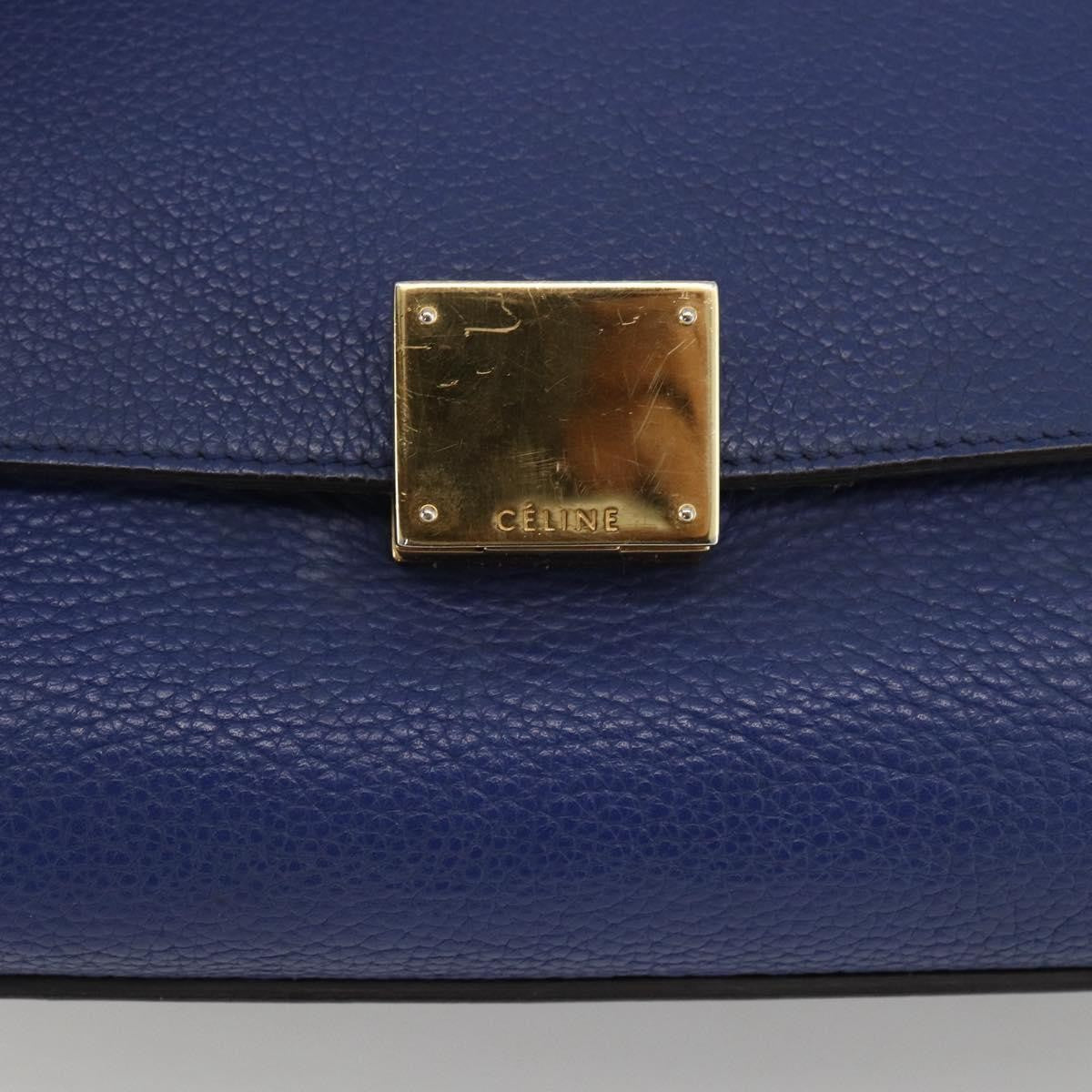 Celine Trapeze Leather With Suede Blue Leather Handbag (Pre-Owned)