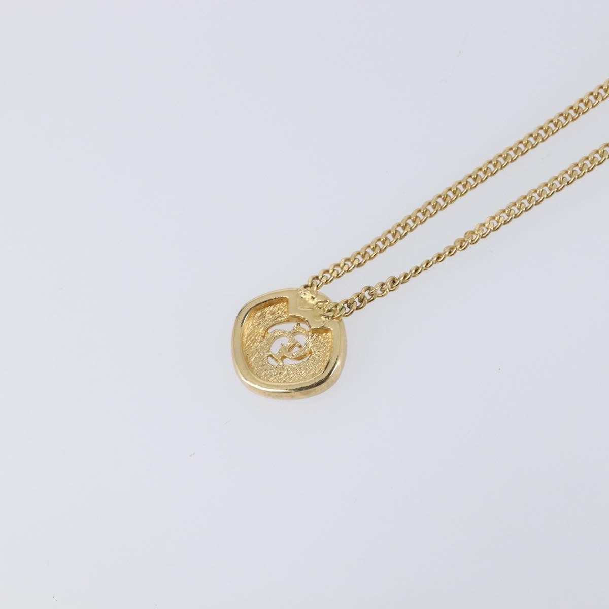 Christian Dior Cd Cube Charms Pendant Metal With Crystals Gold Metal Necklace Jewelry (Pre-Owned)