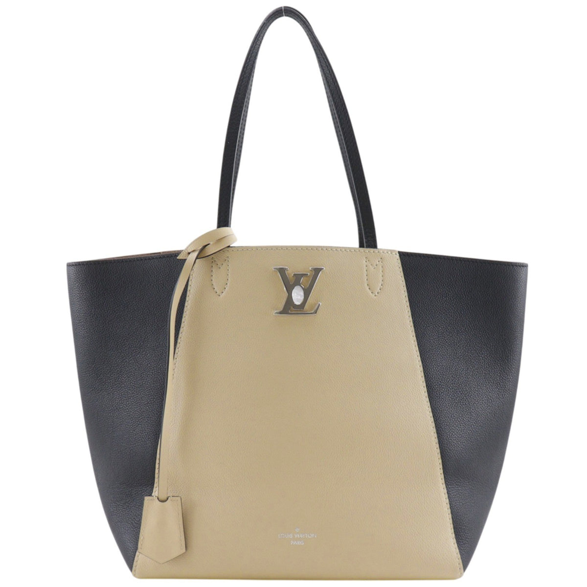 Louis Vuitton Lockme Cabas Leather Beige Leather Tote Bag Bag (Pre-Owned)