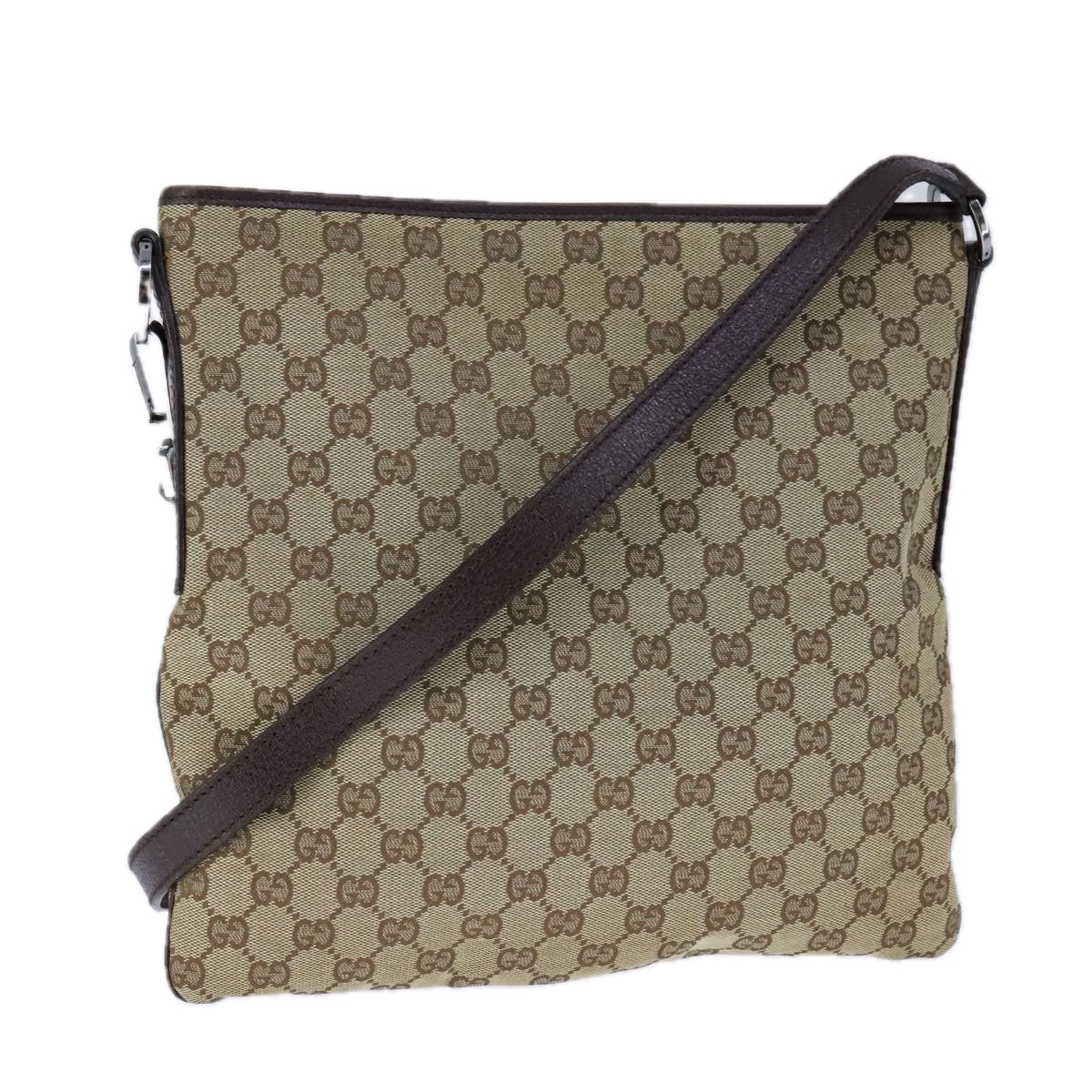 Gucci Gg Canvas Beige Canvas Shoulder Bag (Pre-Owned)