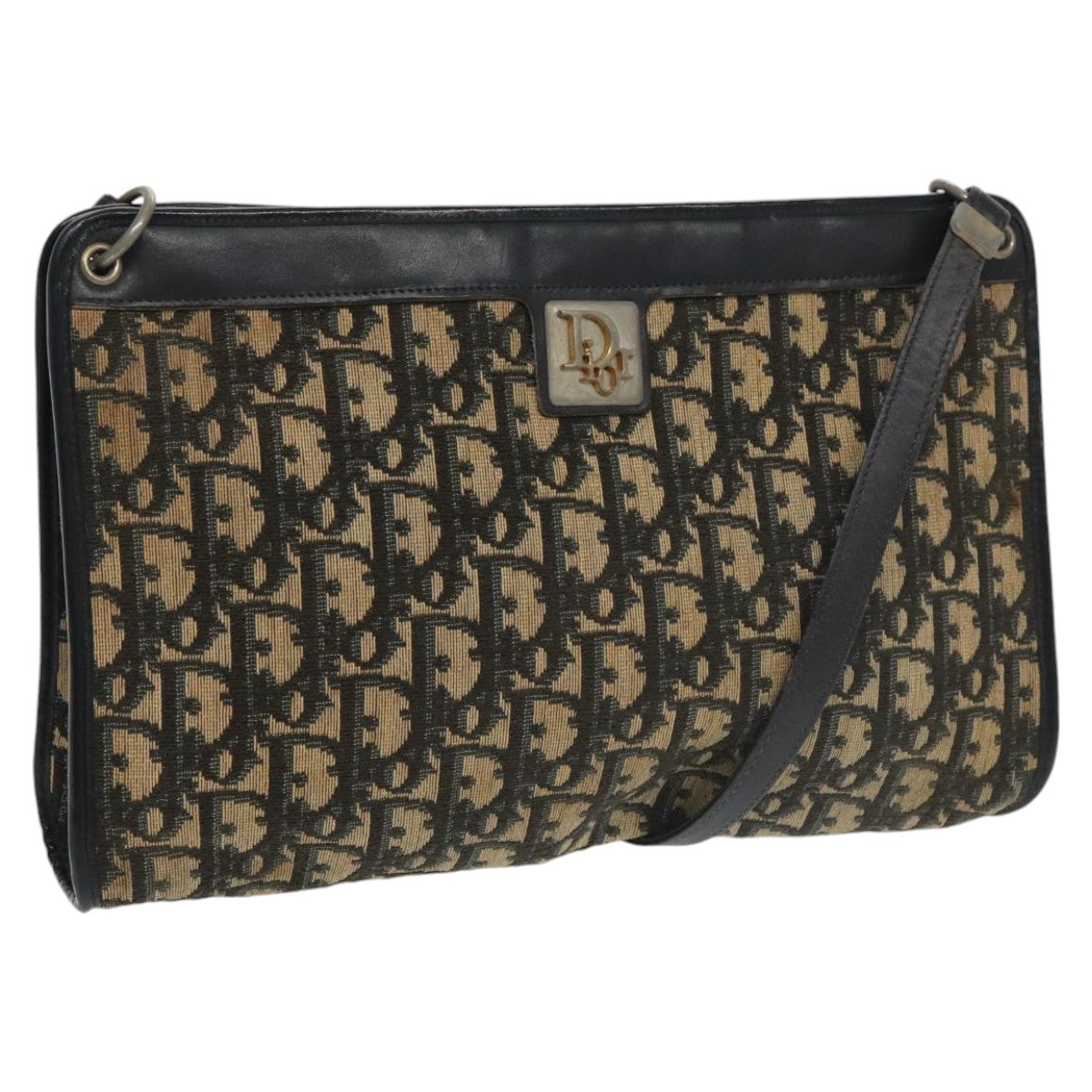 Dior Trotter Navy Canvas Shoulder Bag (Pre-Owned)