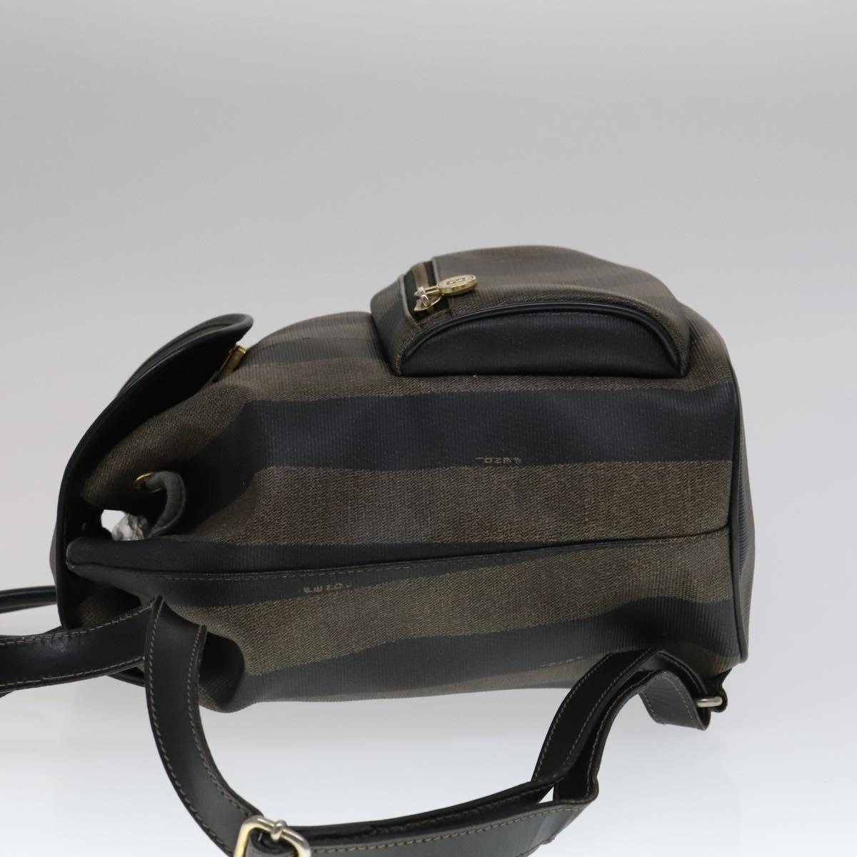 Fendi Pequin Brown Canvas Backpack Bag (Pre-Owned)