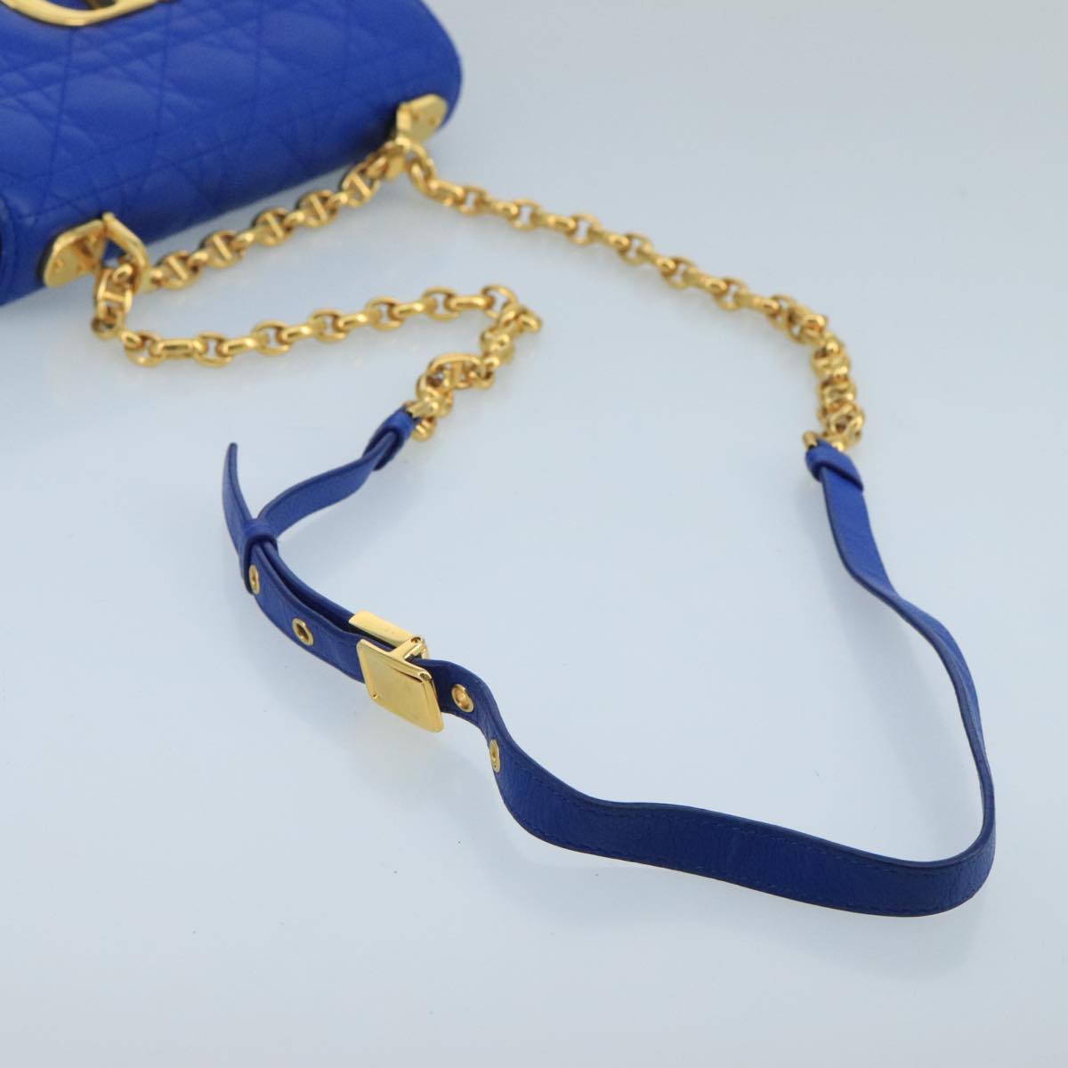 Dior Caro Blue Leather Shoulder Bag (Pre-Owned)