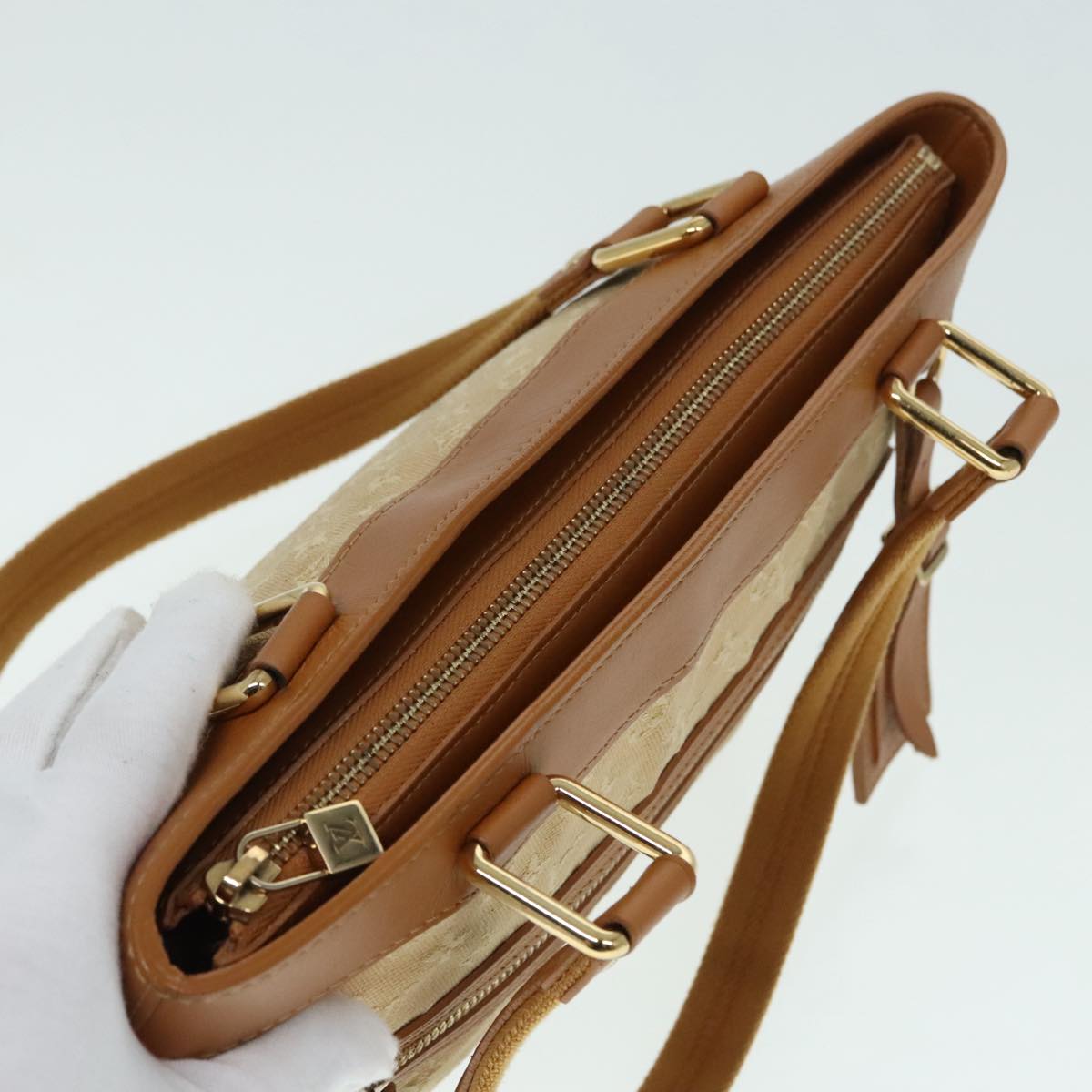 Louis Vuitton Lucille Beige Canvas Handbag (Pre-Owned)