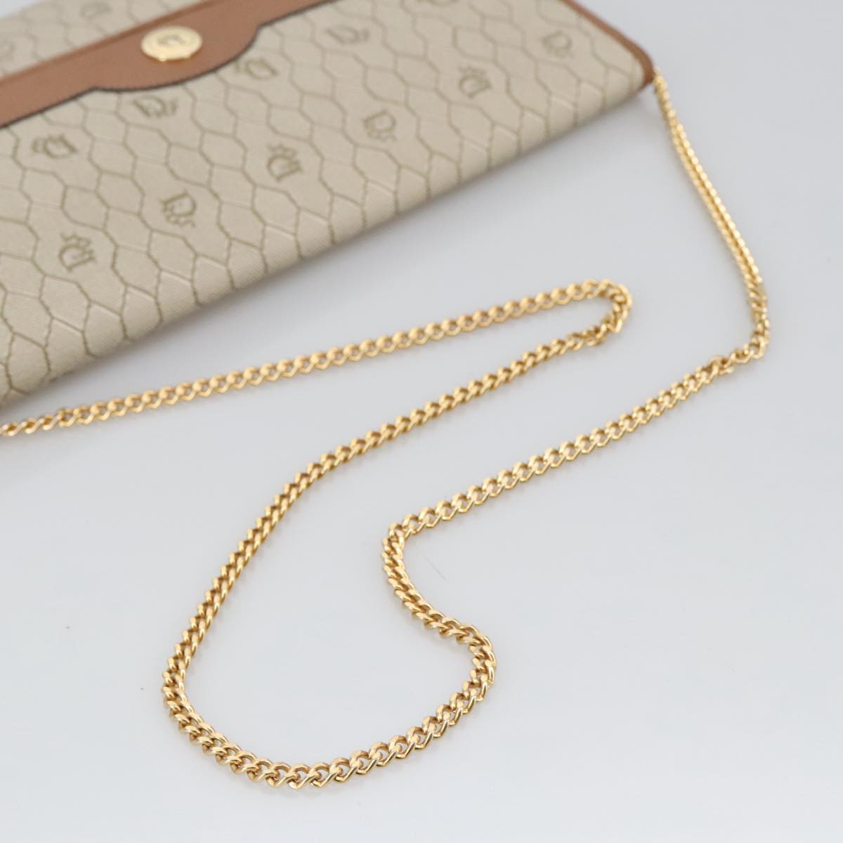 Dior Honeycomb Beige Canvas Shoulder Bag (Pre-Owned)