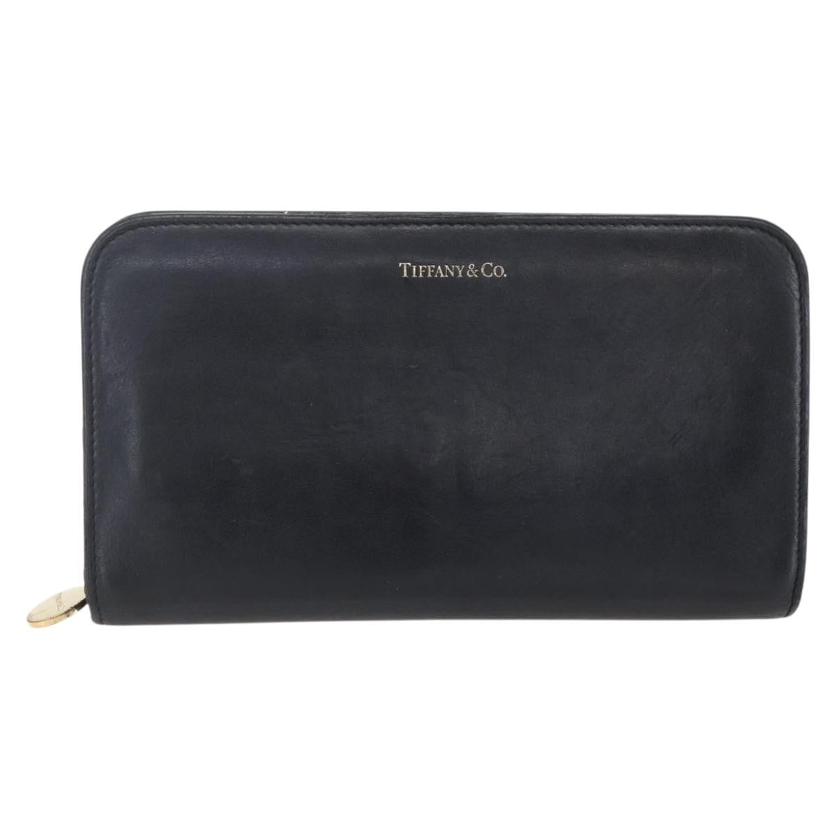 Tiffany & Co. Zip Around Leather Black Leather Wallets Accessory (Pre-Owned)