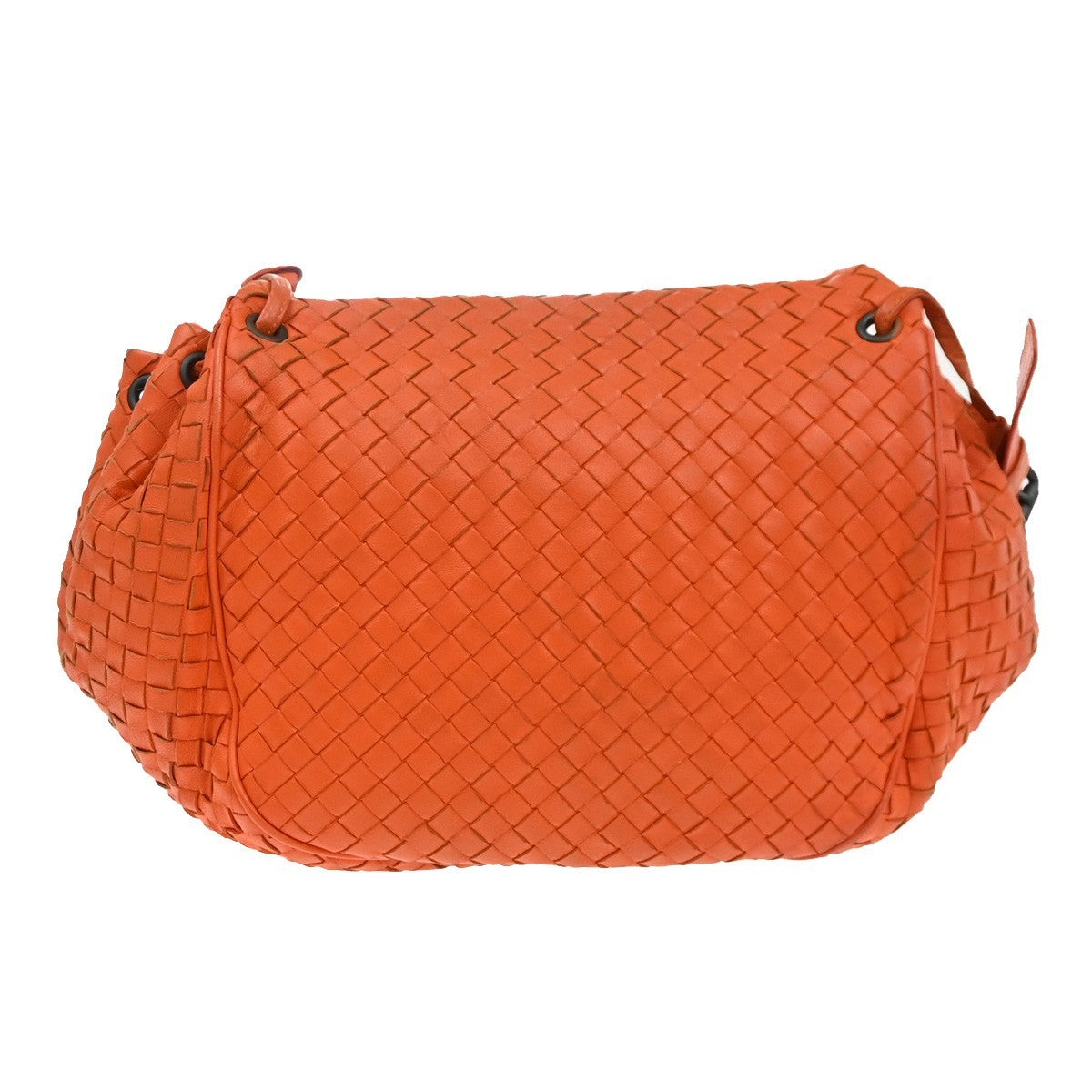 Bottega Veneta Intrecciato Shoulder Leather Orange Leather Handbag (Pre-Owned)
