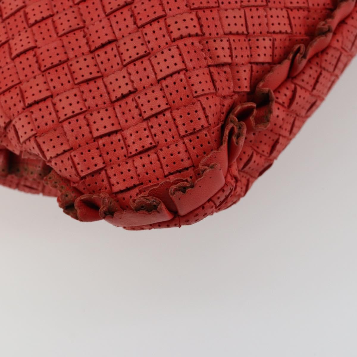 Bottega Veneta Intrecciato Shoulder Leather Red Leather Shoulder Bag Bag (Pre-Owned)