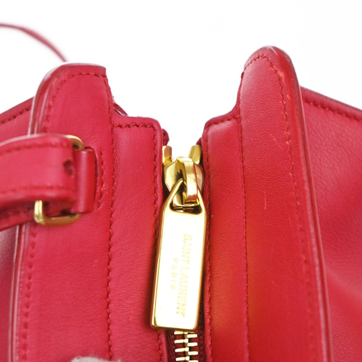 Saint Laurent Classic Y Cabas Leather Red Leather Tote Bag Bag (Pre-Owned)