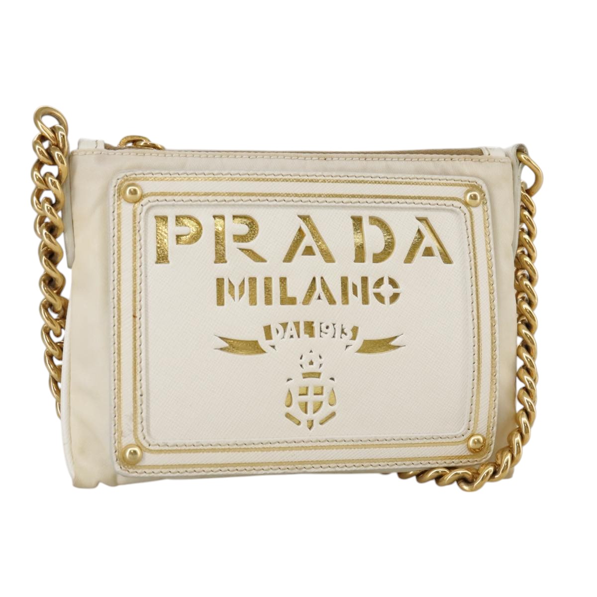 Prada Tessuto White Synthetic Shoulder Bag (Pre-Owned)