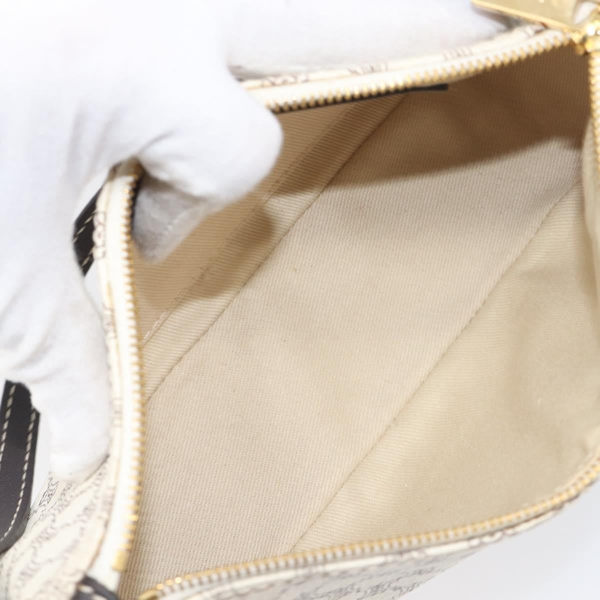 Celine Triomphe Macadam Zip Shoulder Bag Canvas White Pvc Clutche & Pouche Bag (Pre-Owned)