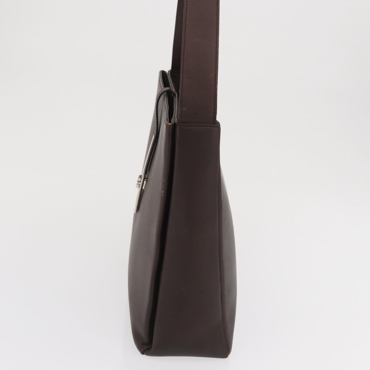 Salvatore Ferragamo Gancini Leather Brown Leather Shoulder Bag Bag (Pre-Owned)