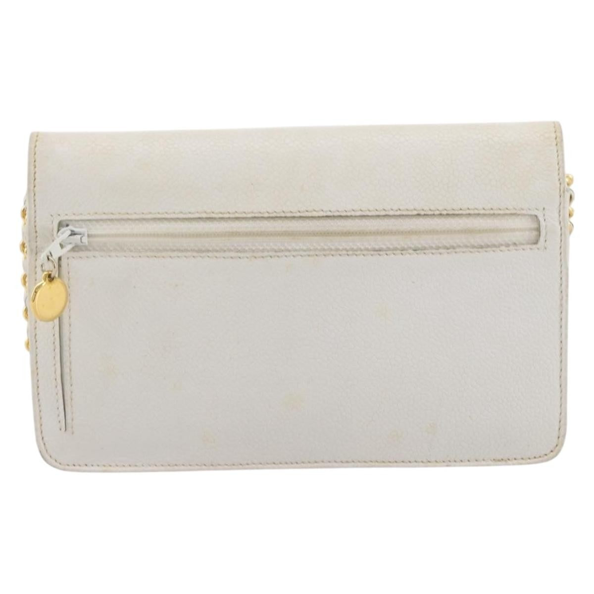 Chanel Vintage Timeless Wallet On Chain Caviar White Leather Crossbody Bag Bag (Pre-Owned)