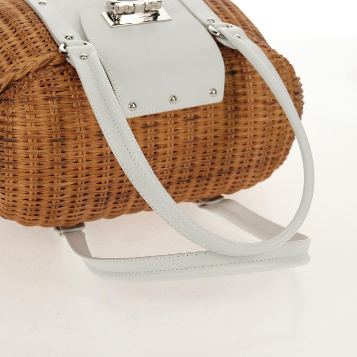Salvatore Ferragamo Basket Gancini Leather And Wicker Beige Wicker Handbag (Pre-Owned)