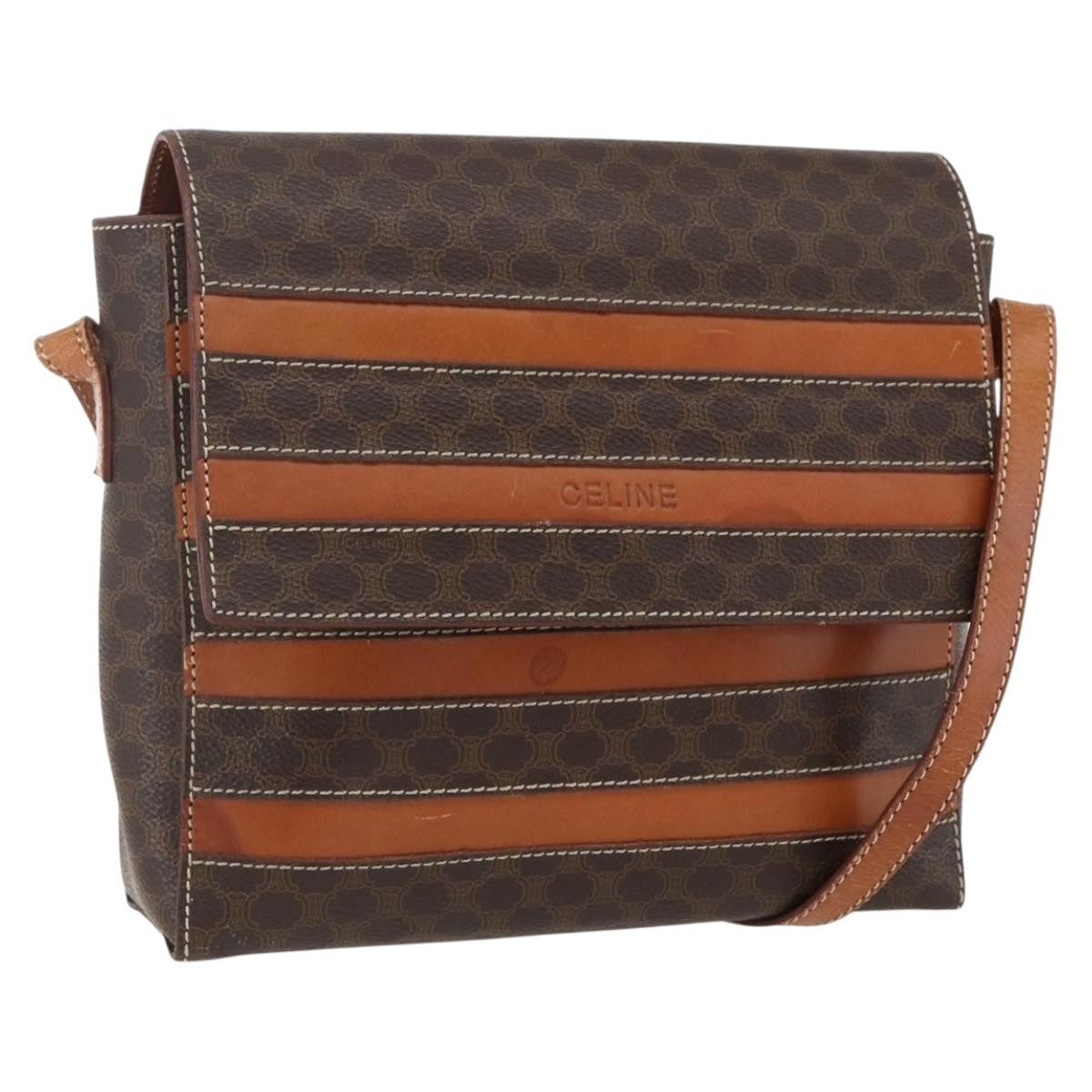 Celine Vintage Macadam Canvas And Leather Brown Canvas Shoulder Bag Bag (Pre-Owned)