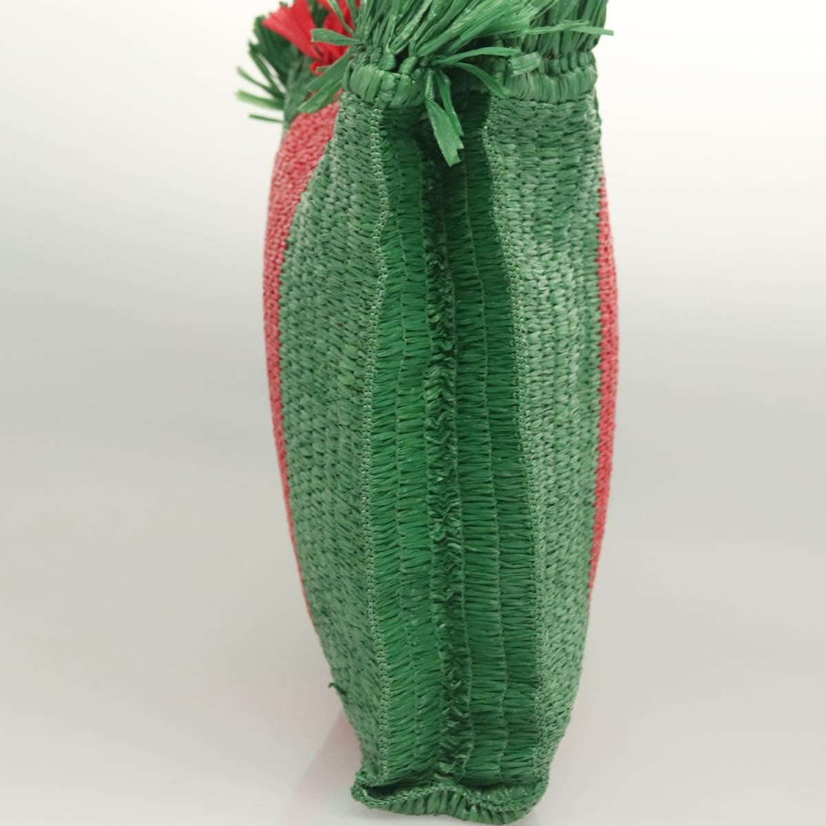 Gucci Cestino Woven Raffia Green Wicker Tote Bag Bag (Pre-Owned)
