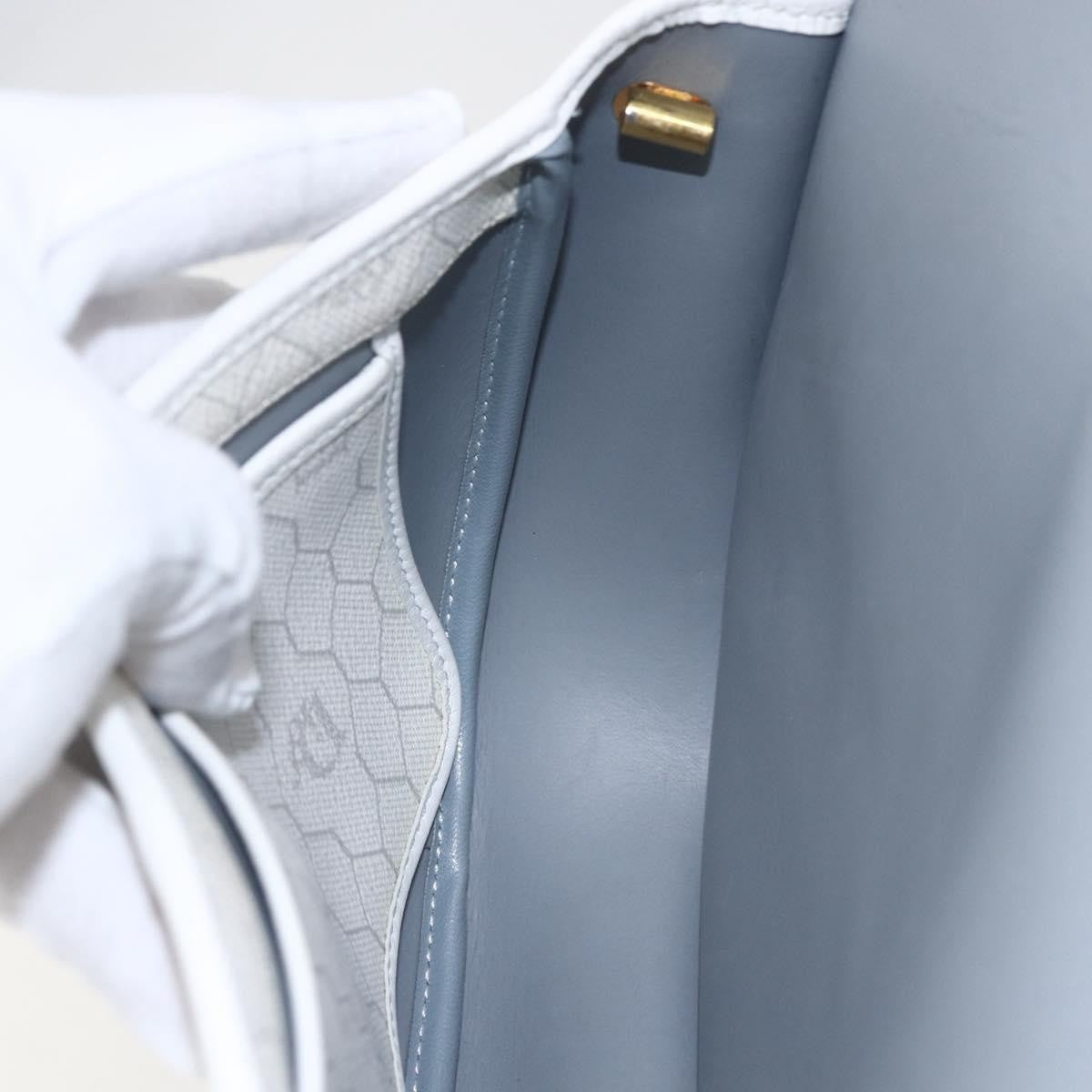 Christian Dior Vintage Honeycomb Flap Coated Canvas White Canvas Shoulder Bag Bag (Pre-Owned)