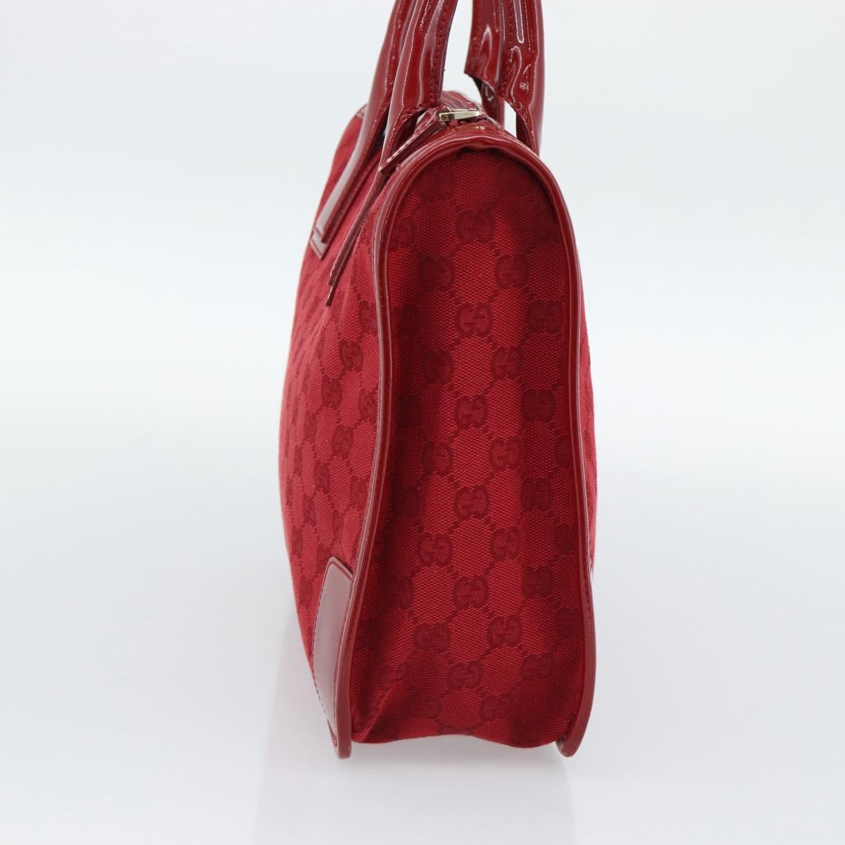 Gucci Structured Top Handle Open Tote Gg Canvas And Leather Red Canvas Handbag (Pre-Owned)