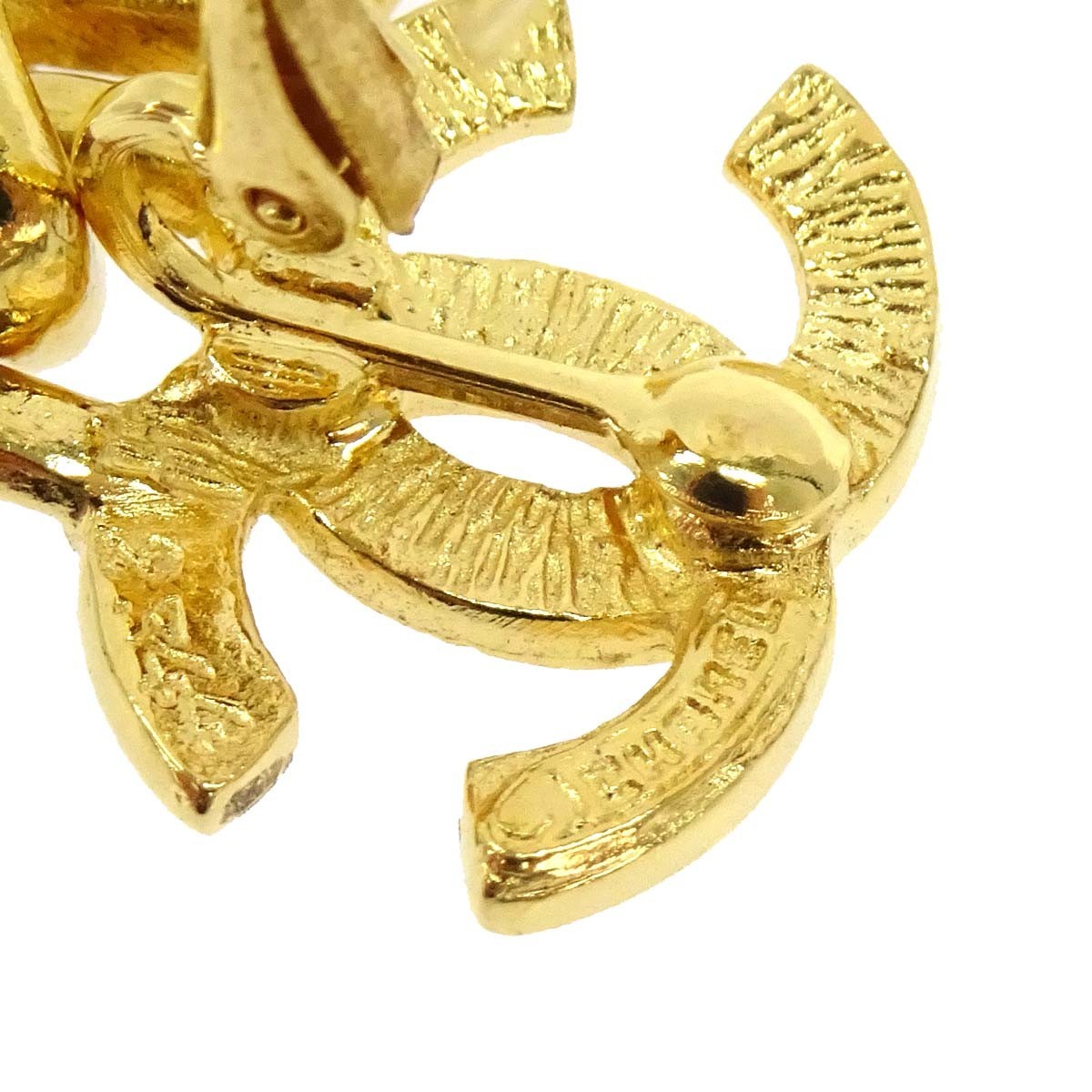 Chanel Cc Plate Logo Dangle Metal With Crystals Gold Gold_Plated Earrings Jewelry (Pre-Owned)