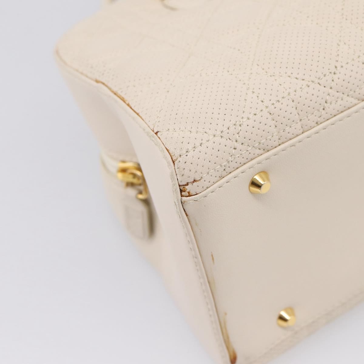 Christian Dior Vintage Leather White Leather Tote Bag Bag (Pre-Owned)
